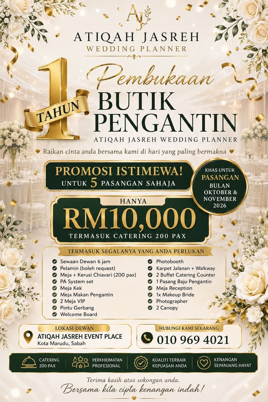 Contoh bahan promosi wedding planner yang boleh disepadukan dengan WebApp